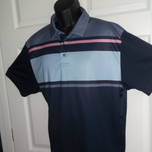 Pro Tour Coolplay Golf Polo Shirt ~ Men's XL ~ Blues with a Pink Stripe - Picture 2 of 7